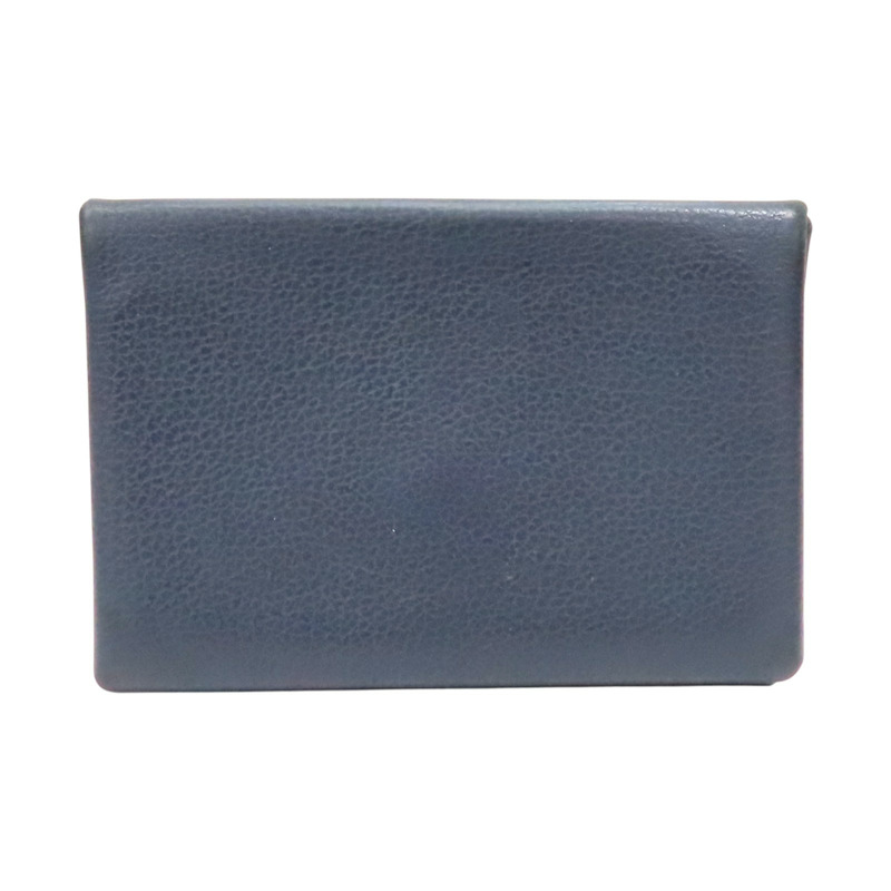 深藍色 Evercolor牛皮 卡夾 名片夾 Y刻 銀扣【HERMES 愛馬仕】-1