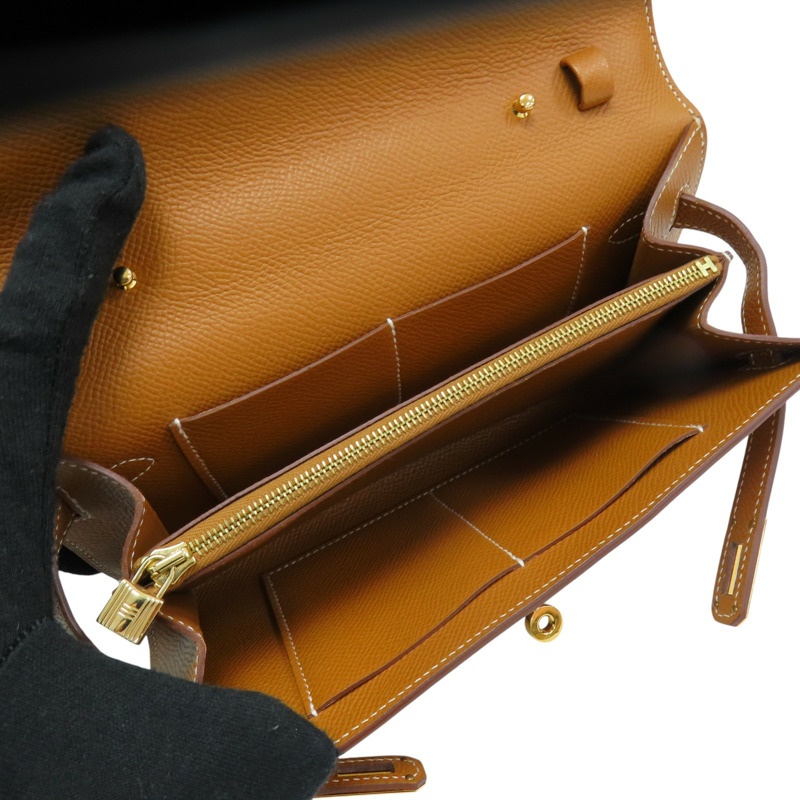 金棕色 Epsom牛皮 Kelly To Go Wallet 肩背包 U刻 金扣【HERMES 愛馬仕】-4