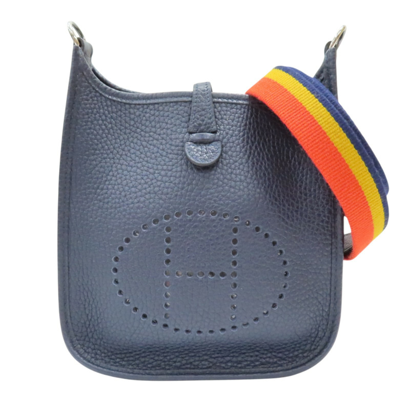 深藍色 Togo牛皮 Evelyne 16 肩背包 A刻 銀扣【HERMES 愛馬仕】 H069426CC-0