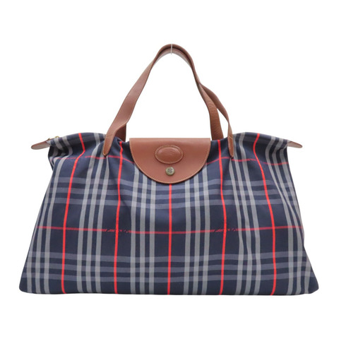 黑色 經典格紋 帆布 手提包【BURBERRY 巴寶莉】