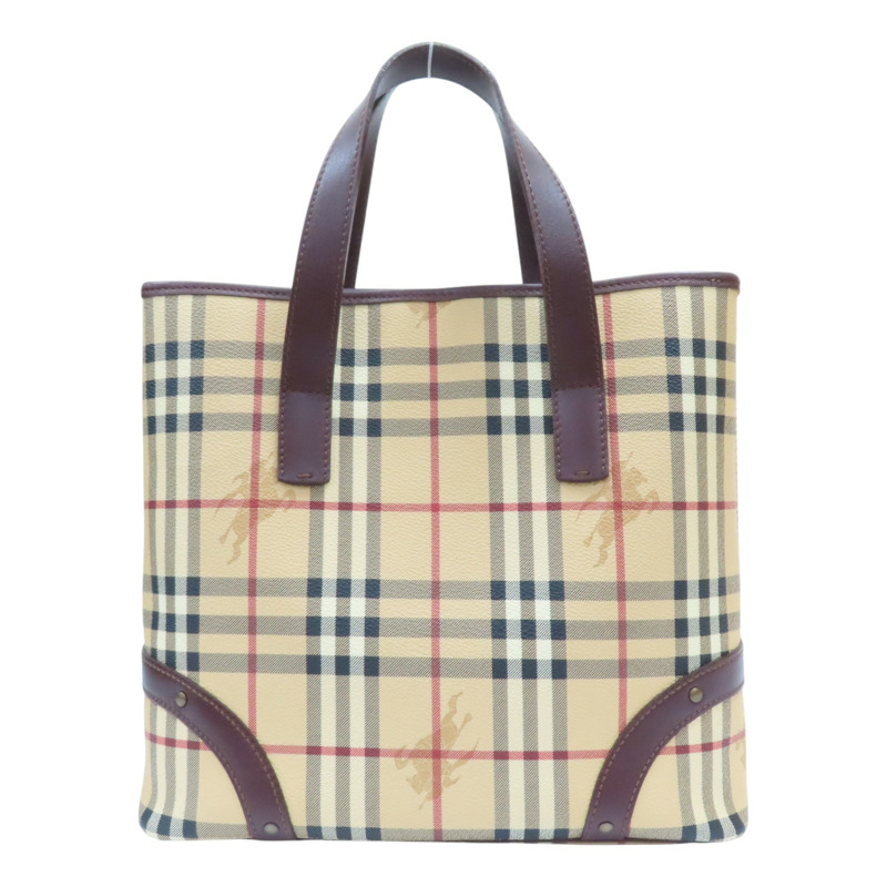 棕色 經典格紋 帆布 Nova Check 托特包【BURBERRY 巴寶莉】-1
