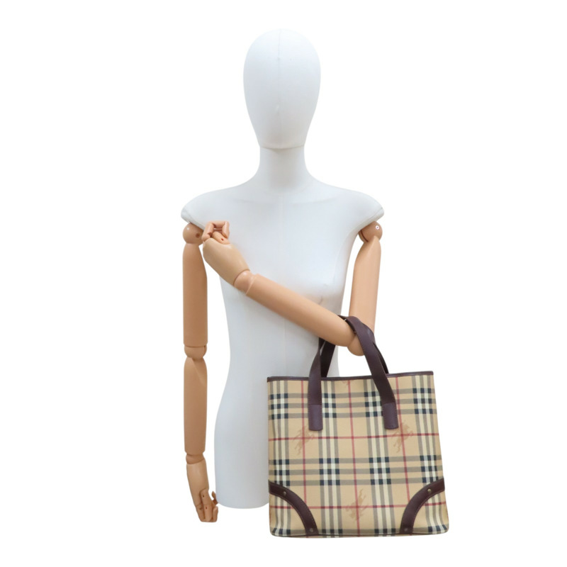 棕色 經典格紋 帆布 Nova Check 托特包【BURBERRY 巴寶莉】-9