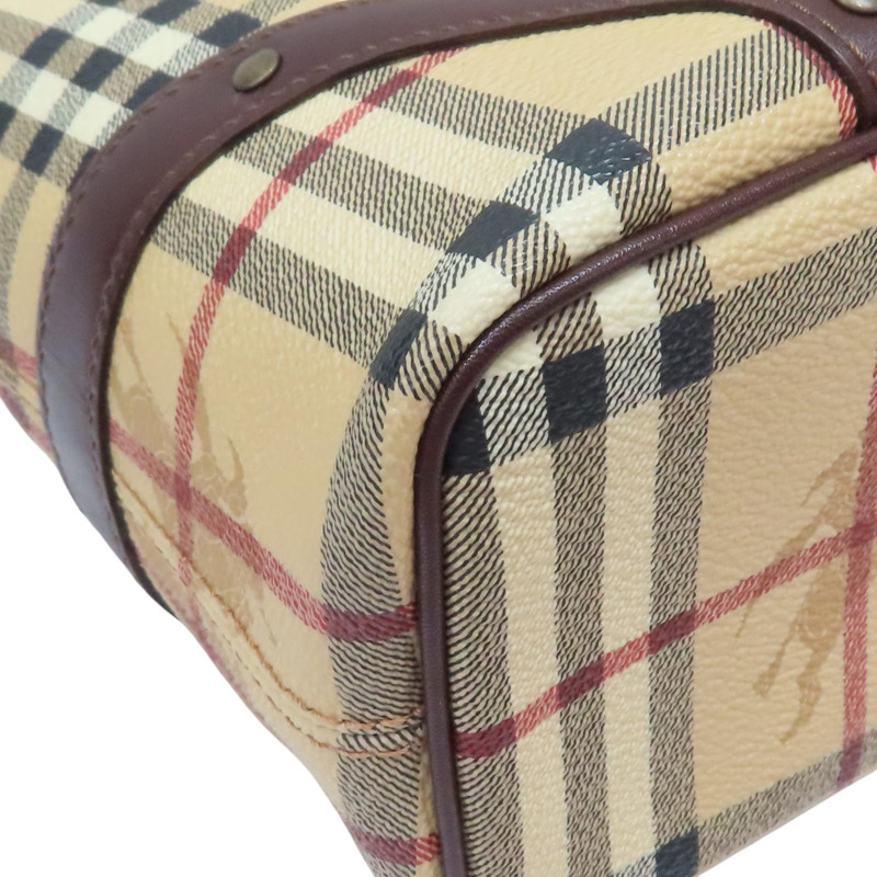 棕色 經典格紋 帆布 Nova Check 托特包【BURBERRY 巴寶莉】-11