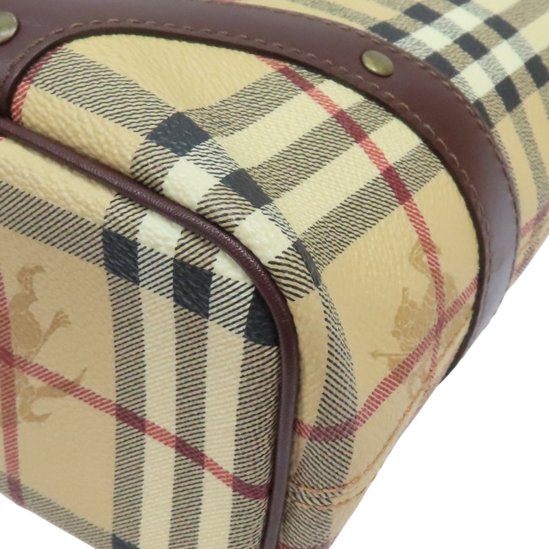 棕色 經典格紋 帆布 Nova Check 托特包【BURBERRY 巴寶莉】-12