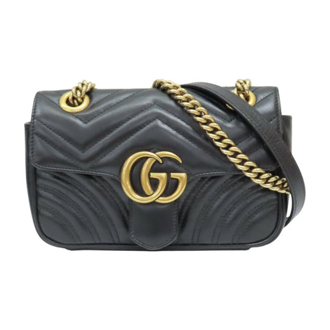 黑色 牛皮 GG Marmont 肩背包【GUCCI 古馳】 446744