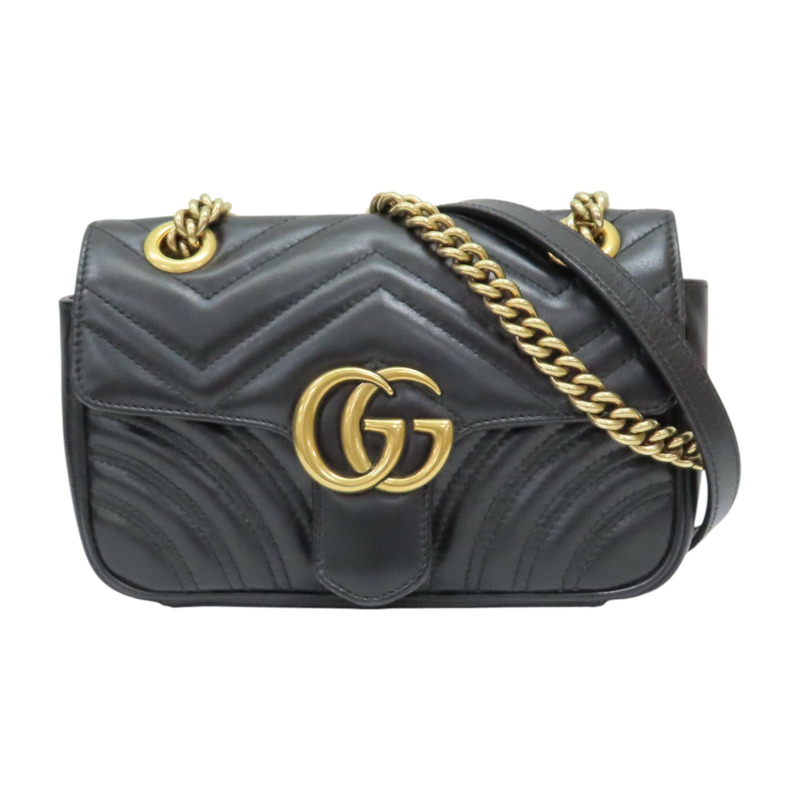 黑色 牛皮 GG Marmont 肩背包【GUCCI 古馳】 446744-0