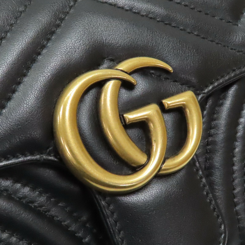 黑色 牛皮 GG Marmont 肩背包【GUCCI 古馳】 446744-10