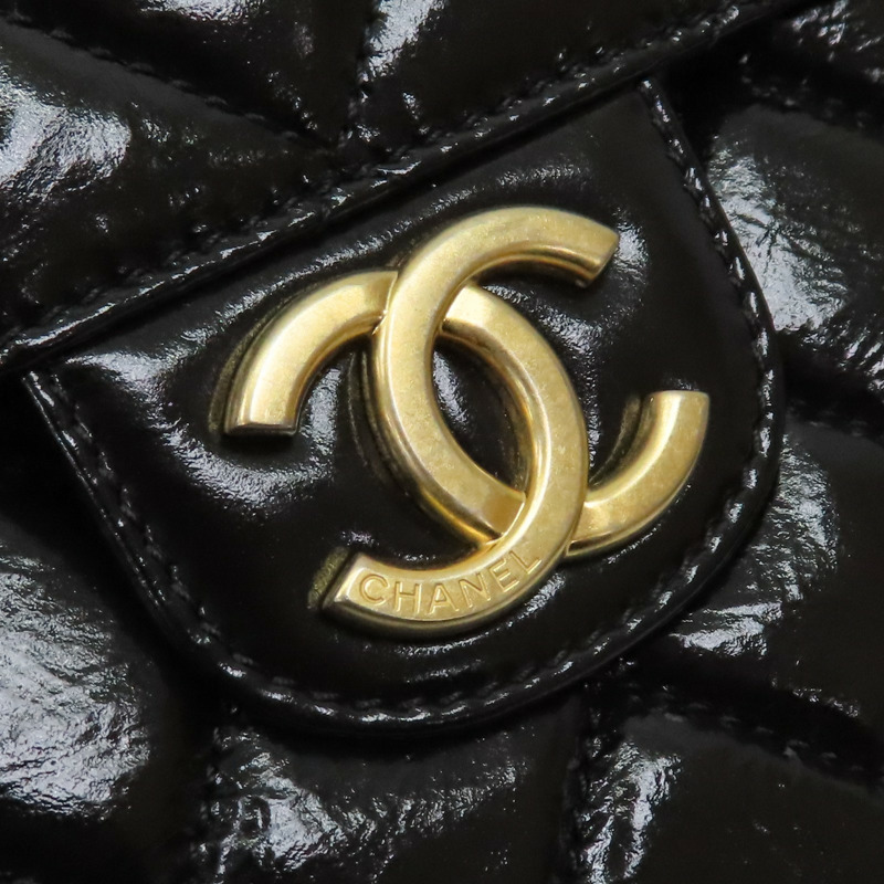 黑色 菱格紋 牛皮 Wavy CC Hobo 肩背包【CHANEL 香奈兒】 AS4322-11