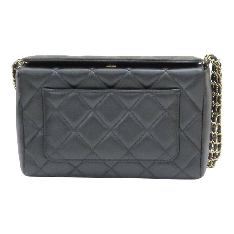 黑色 菱格紋 羊皮 肩背包【CHANEL 香奈兒】-1