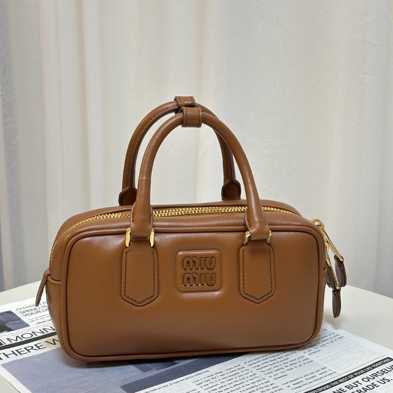 Miu Miu - Arcadie保齡球包 - 小號焦糖棕-0