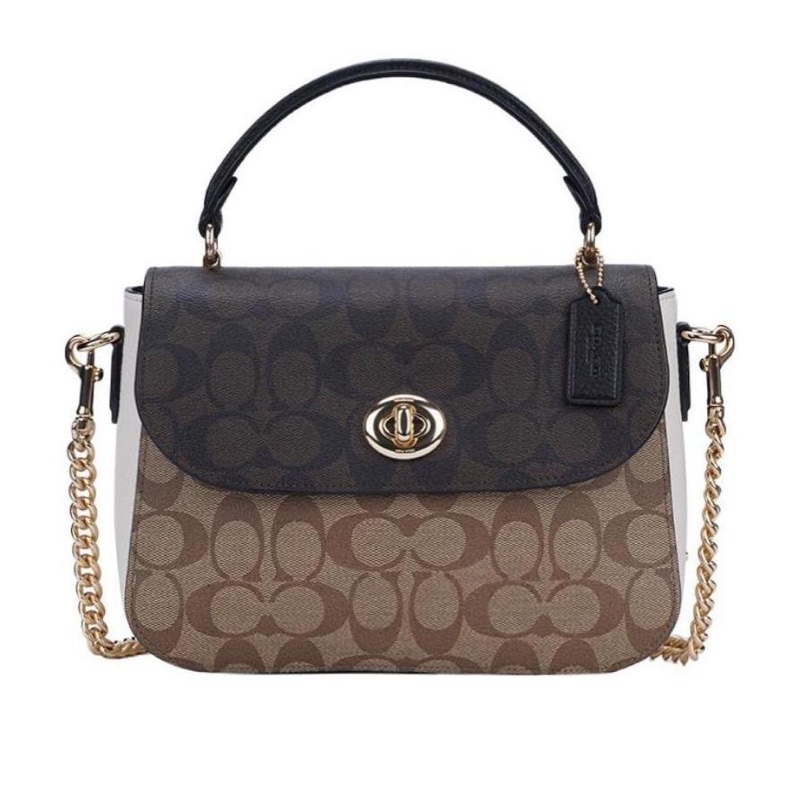 Coach 女士 Marlie系列logo提花手提包均碼碼24cm*7cm*18cm-0
