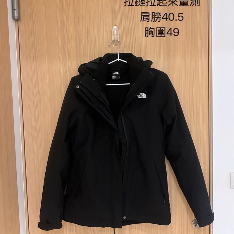 北臉The north face女款黑色DRYVENT防水抓絨內裡三合一外套 經典三合一外套防水、防磨、防風-0
