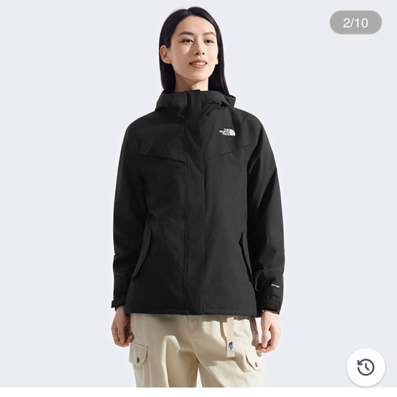 北臉The north face女款黑色DRYVENT防水抓絨內裡三合一外套 經典三合一外套防水、防磨、防風-19