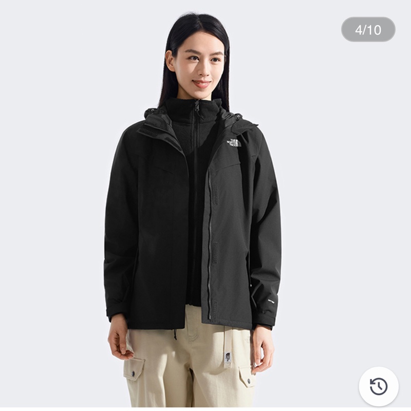 北臉The north face女款黑色DRYVENT防水抓絨內裡三合一外套 經典三合一外套防水、防磨、防風-21