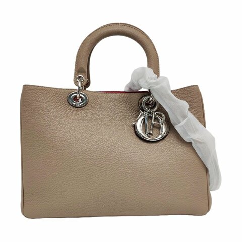 DIOR Diorissimo米色牛皮單肩包手提包斜挎包 銀色五金 子袋 可拆卸肩帶