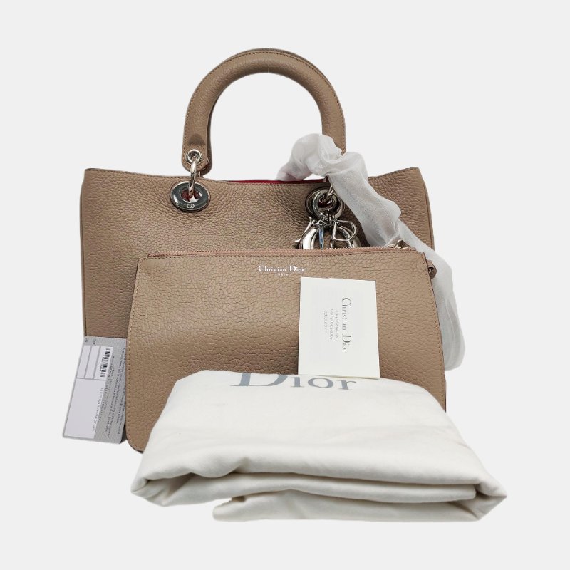 DIOR Diorissimo米色牛皮單肩包手提包斜挎包 銀色五金 子袋 可拆卸肩帶-7