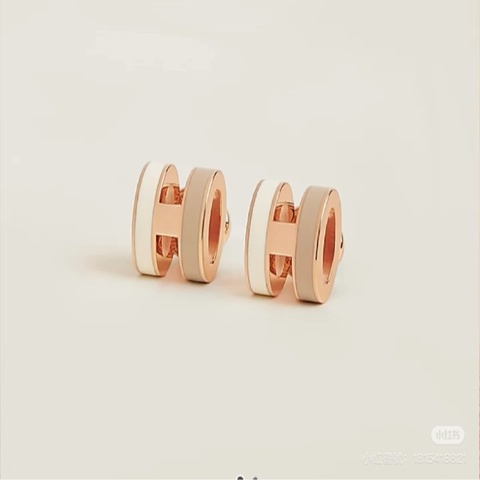 Hermes Mini Pop H Rocabar 2026新款耳環（撞色奶茶 & 白色 搭配玫瑰金）