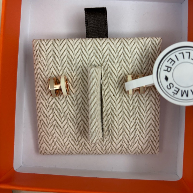 Hermes Mini Pop H Rocabar 2026新款耳環（撞色奶茶 & 白色 搭配玫瑰金）-5