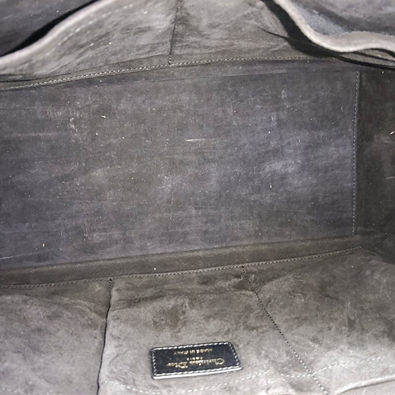 DIOR Lady 95.22 黑色牛皮藤格紋壓紋戴妃五格單肩包手提包斜挎包 金色五金 可拆卸肩帶-9