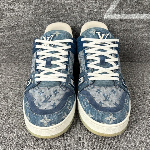 98新Louis Vuittom藍色牛仔帆布老花trainer板鞋 尺碼41碼