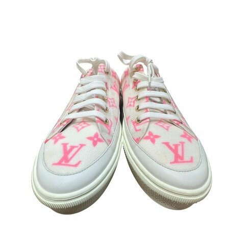 【美收精品】LV 粉白老花休閒鞋 尺寸39.5  4-731