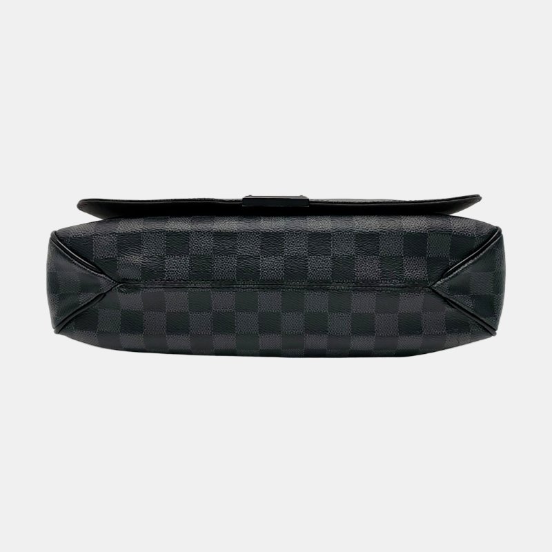 LOUIS VUITTON DISTRICT中號灰色塗層帆布棋盤格郵差包單肩包斜挎包銀色五金-5