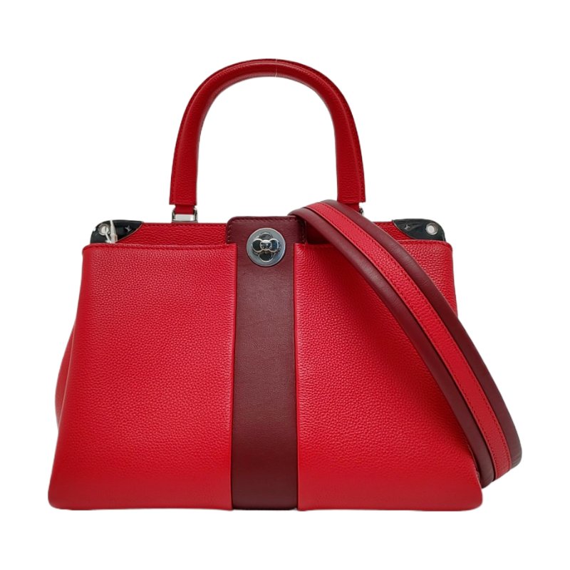 LOUIS VUITTON ASTRID紅色牛皮單肩包手提包斜挎包 銀色五金 可拆卸肩帶 9.8新-0