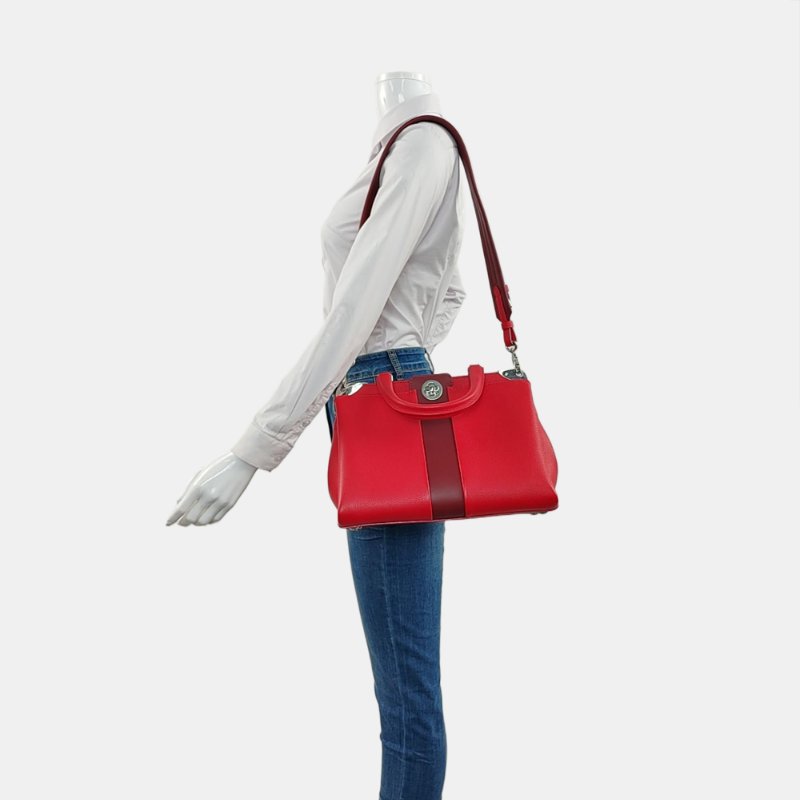 LOUIS VUITTON ASTRID紅色牛皮單肩包手提包斜挎包 銀色五金 可拆卸肩帶 9.8新-1