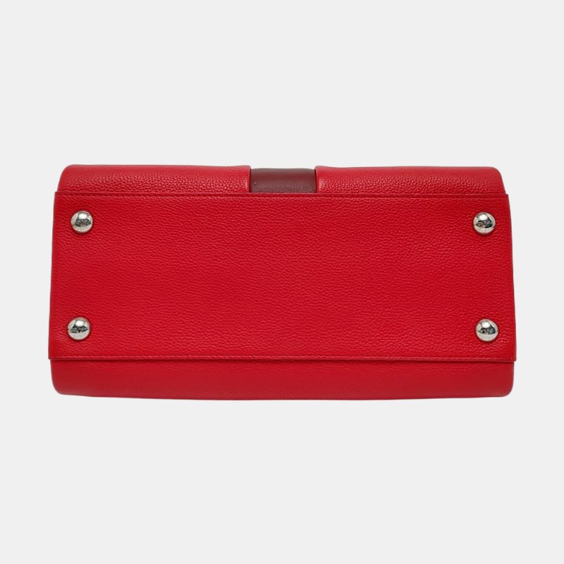 LOUIS VUITTON ASTRID紅色牛皮單肩包手提包斜挎包 銀色五金 可拆卸肩帶 9.8新-5