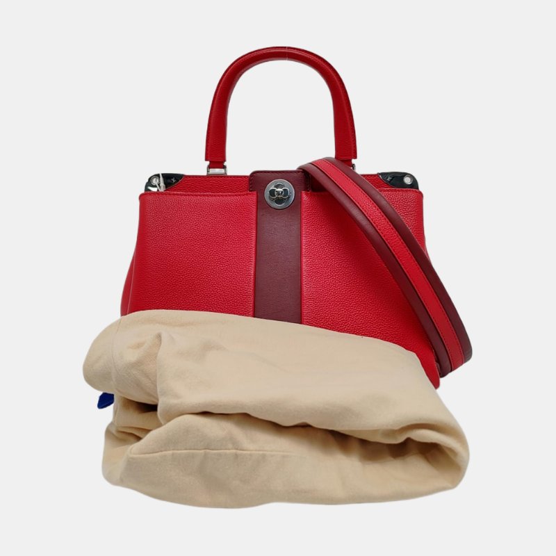 LOUIS VUITTON ASTRID紅色牛皮單肩包手提包斜挎包 銀色五金 可拆卸肩帶 9.8新-7