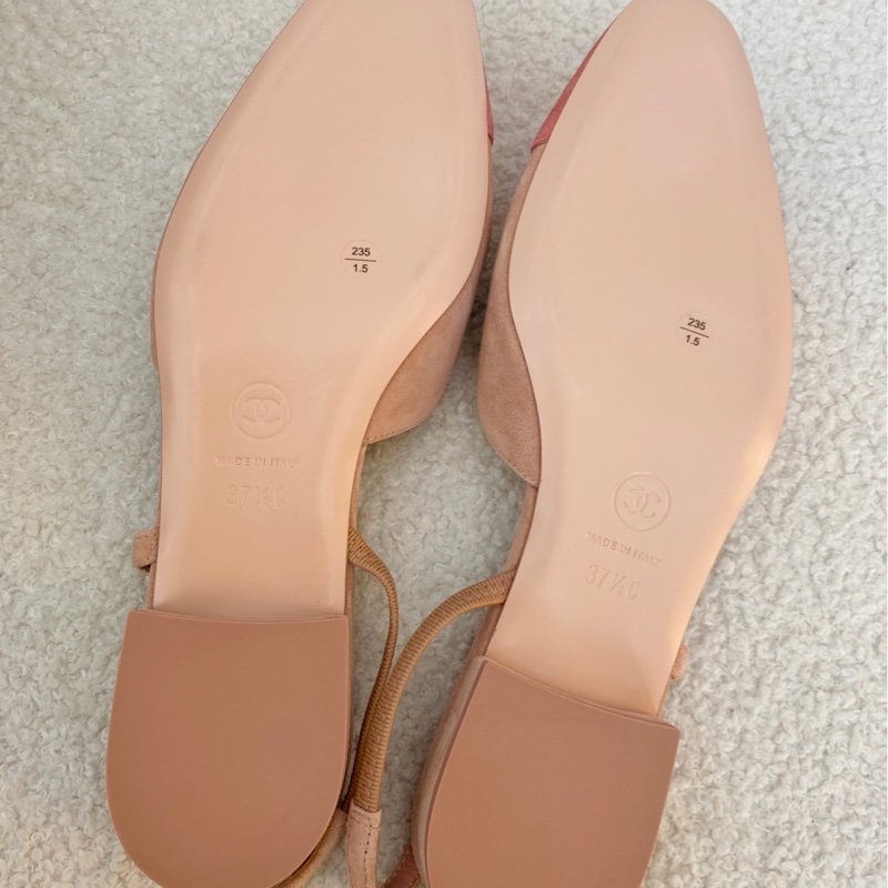 99新Chanel香奈兒 23s裸粉色麂皮低跟單鞋 37.5碼-6
