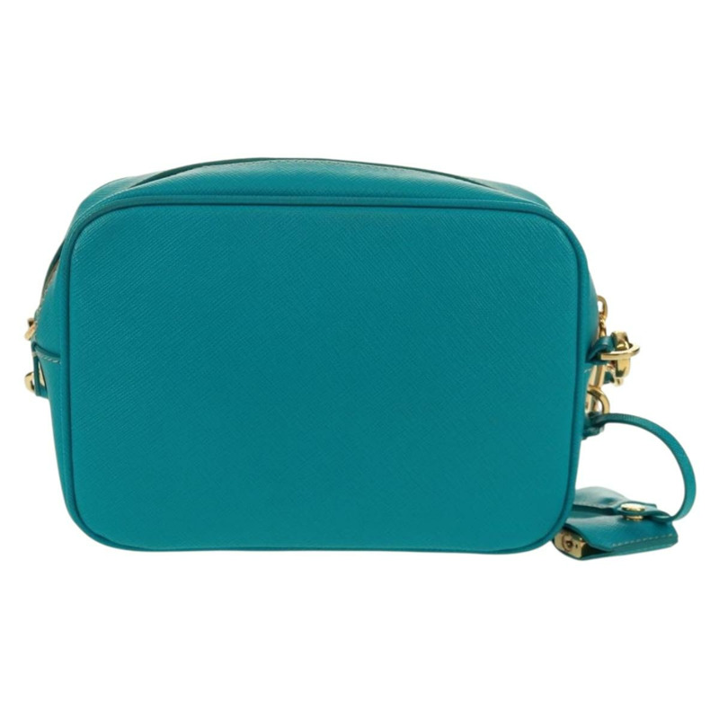 【日本直送】PRADA 單肩包 Safiano 皮革 綠松石藍 金色 正品 159879SAV-1