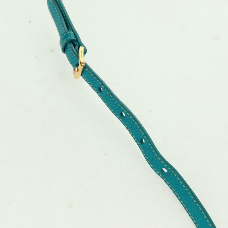 【日本直送】PRADA 單肩包 Safiano 皮革 綠松石藍 金色 正品 159879SAV-7
