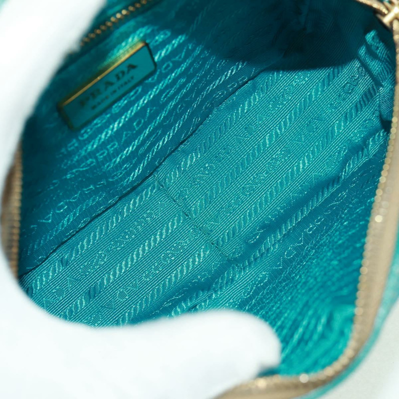 【日本直送】PRADA 單肩包 Safiano 皮革 綠松石藍 金色 正品 159879SAV-8