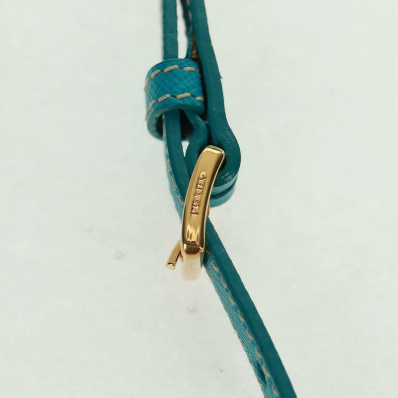 【日本直送】PRADA 單肩包 Safiano 皮革 綠松石藍 金色 正品 159879SAV-13