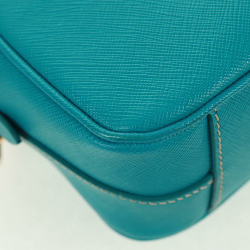 【日本直送】PRADA 單肩包 Safiano 皮革 綠松石藍 金色 正品 159879SAV-17