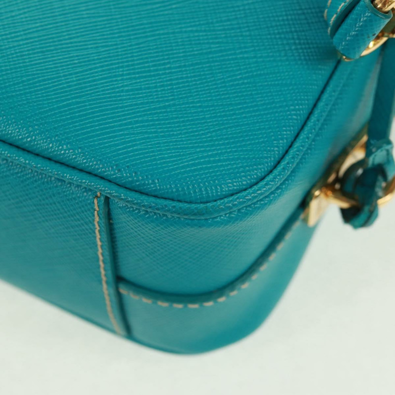 【日本直送】PRADA 單肩包 Safiano 皮革 綠松石藍 金色 正品 159879SAV-18