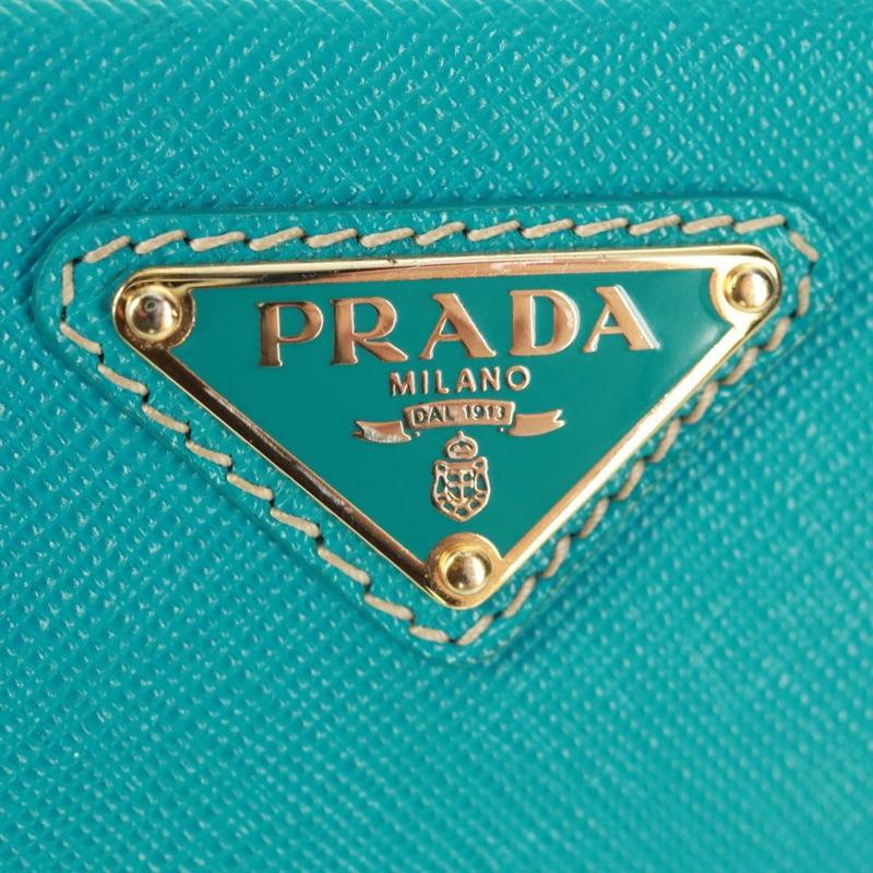 【日本直送】PRADA 單肩包 Safiano 皮革 綠松石藍 金色 正品 159879SAV-20
