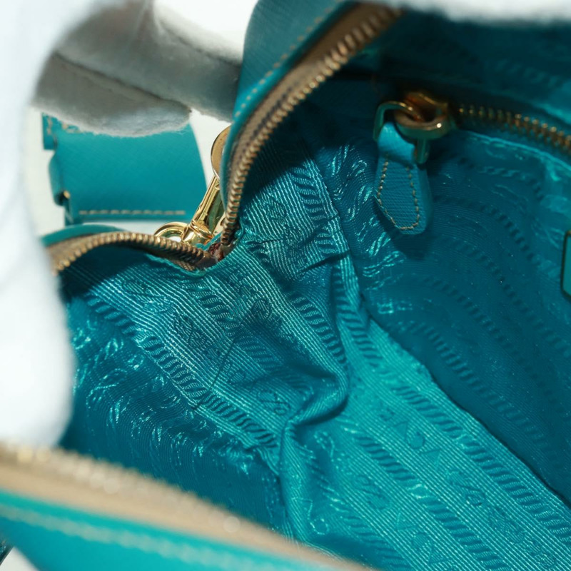 【日本直送】PRADA 單肩包 Safiano 皮革 綠松石藍 金色 正品 159879SAV-24