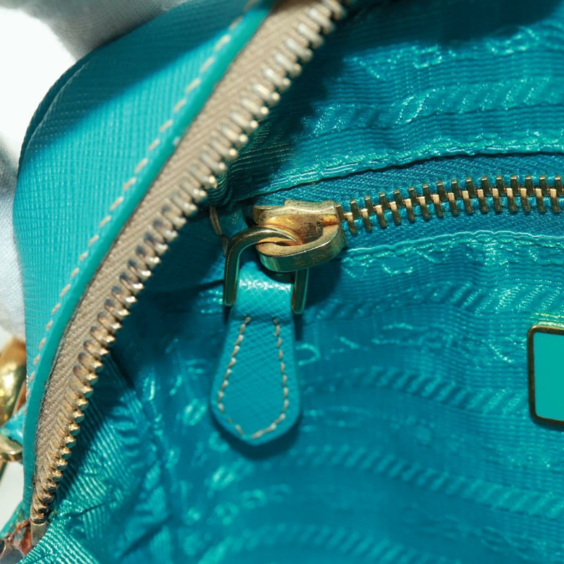 【日本直送】PRADA 單肩包 Safiano 皮革 綠松石藍 金色 正品 159879SAV-25