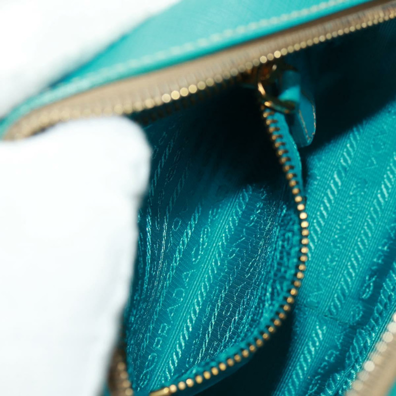 【日本直送】PRADA 單肩包 Safiano 皮革 綠松石藍 金色 正品 159879SAV-26