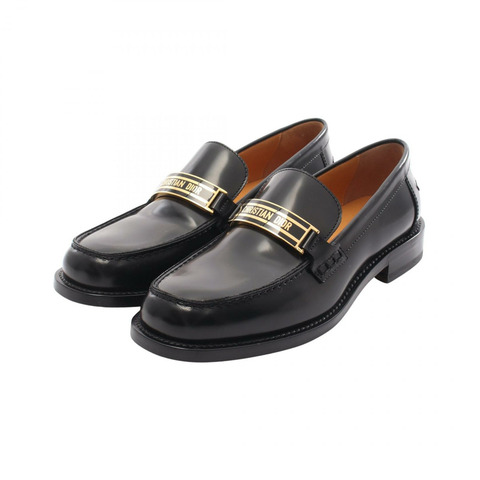 Christian Dior 樂福鞋 #38 黑色真皮平底鞋 二手女款