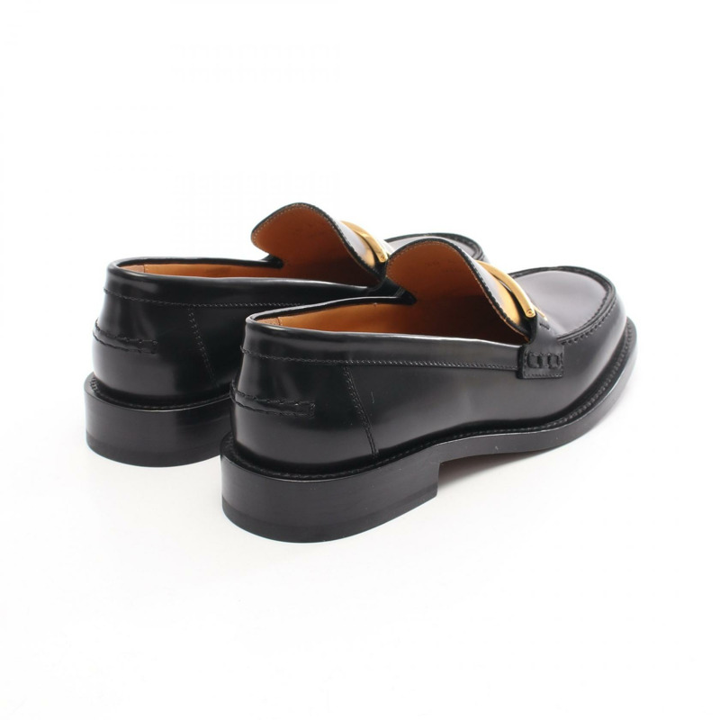 Christian Dior 樂福鞋 #38 黑色真皮平底鞋 二手女款-1