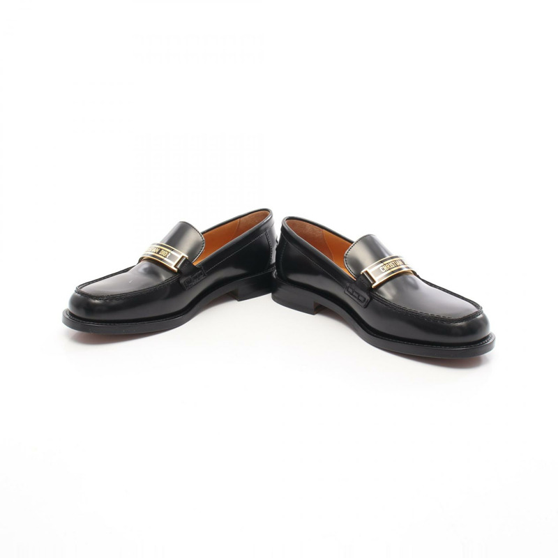 Christian Dior 樂福鞋 #38 黑色真皮平底鞋 二手女款-2