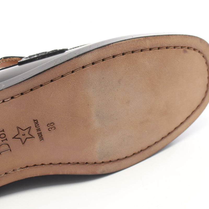 Christian Dior 樂福鞋 #38 黑色真皮平底鞋 二手女款-7