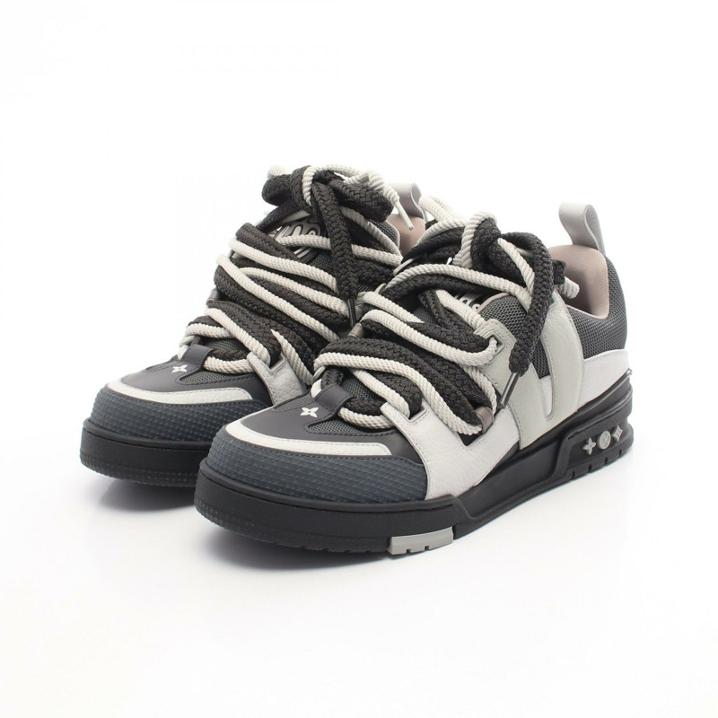 路易威登 LV Skate 系列運動鞋 #7.5 碼 1ABZ47 皮革布料 灰色 二手-0