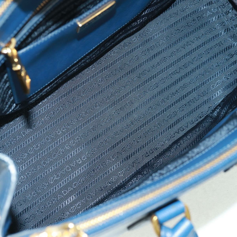 【日本直送】PRADA Galleria 手提包,Safiano 皮革,兩用,藍金配色,正品,貨號 163246V-9