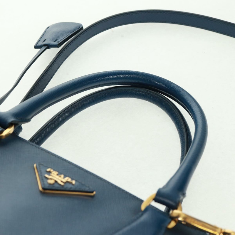 【日本直送】PRADA Galleria 手提包,Safiano 皮革,兩用,藍金配色,正品,貨號 163246V-13