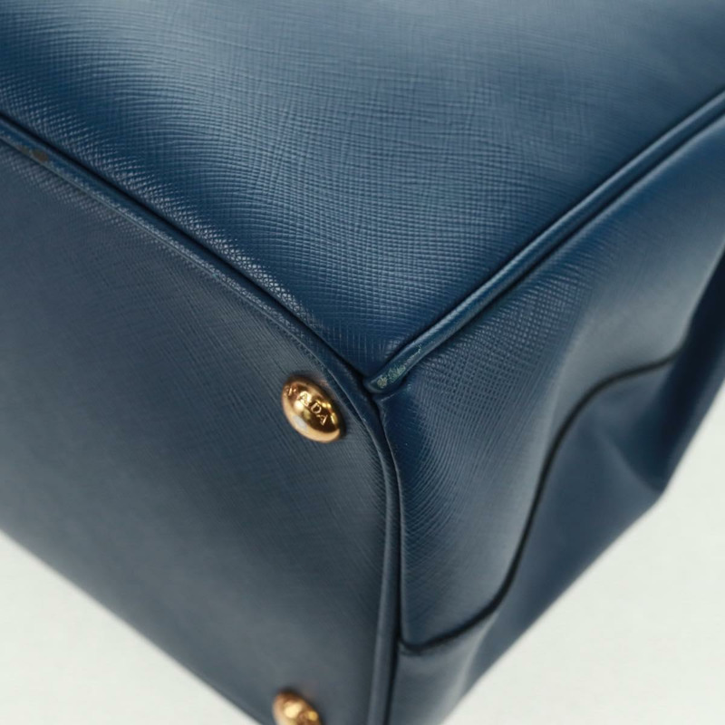 【日本直送】PRADA Galleria 手提包,Safiano 皮革,兩用,藍金配色,正品,貨號 163246V-19