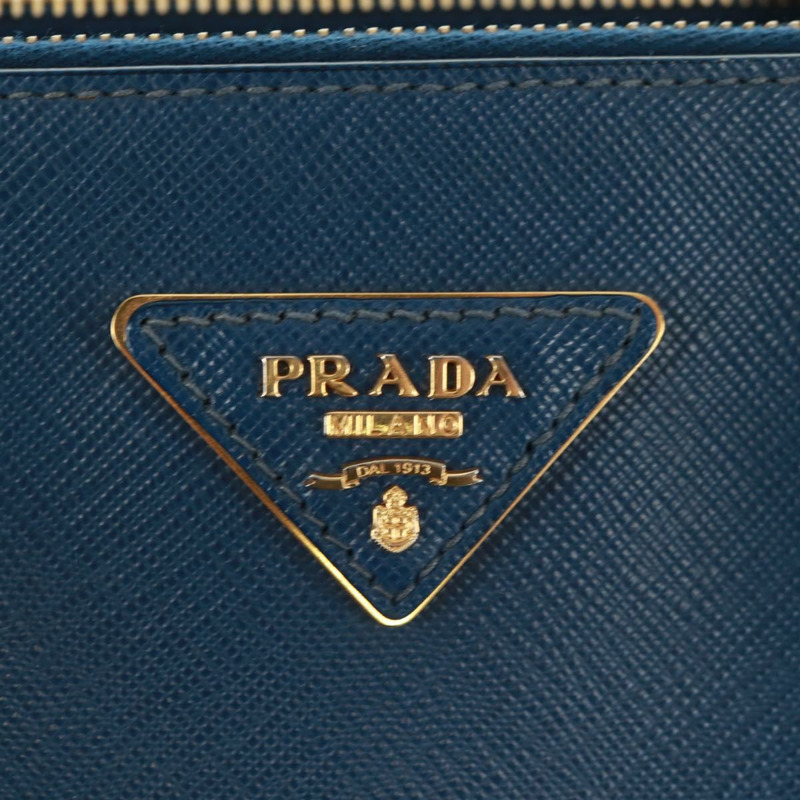 【日本直送】PRADA Galleria 手提包,Safiano 皮革,兩用,藍金配色,正品,貨號 163246V-20